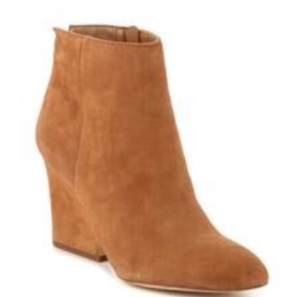 Sam Edelman black Wilson Boot Size 8.5 Wedge Heel Black Suede Bootie Almond Toe - Picture 11 of 11